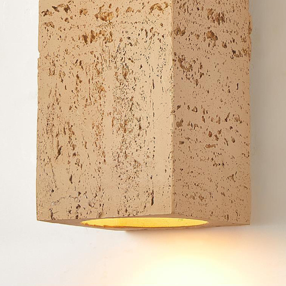 Wall Lamp Cement Composite Rectangle Warm Up Down Living Room Bedroom Japandi Ambient Lighting Fixture | Thomler