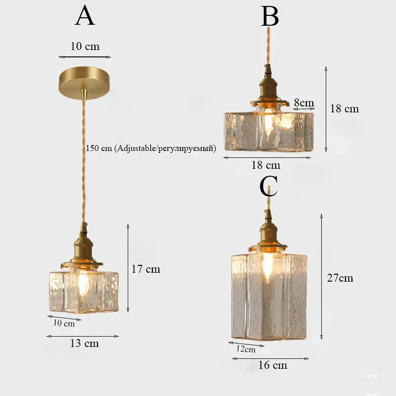 Pendant Light Glass 25.0 cm Transparent Brass Dining Room Kitchen Island Ceiling Lamp | Thomler