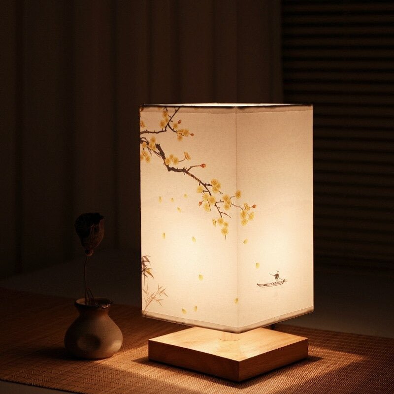 Table Lamp Bamboo Wood 12.0 cm x 27.0 cm Japandi Bedroom Bedside Scandinavian Desk Mood Light | Thomler