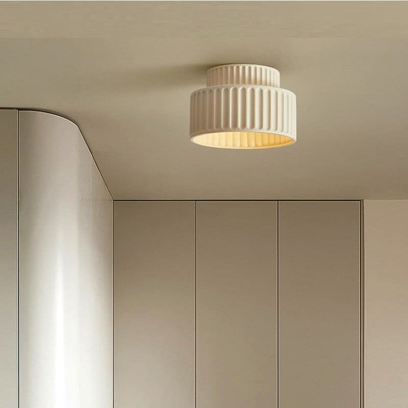 Ceiling Lamp Resin Ribbed E27 White Compact Living Room Kitchen Hallway Flush Mount Modern Scandinavian Lighting | Thomler