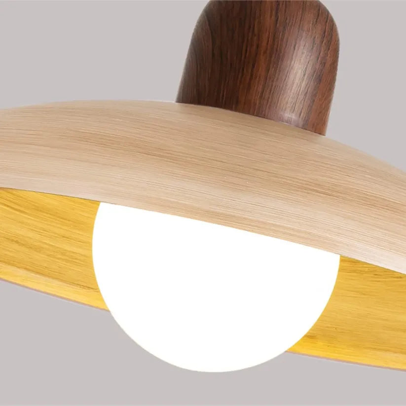Pendant Light Wood Dome 11.8 in Walnut Dining Room Kitchen Island Hanging Ceiling Lamp Minimalist Japandi Style | Thomler