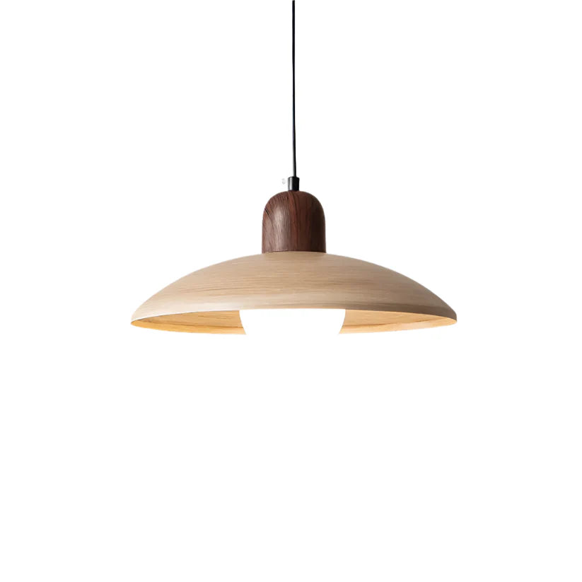 Pendant Light Wood Dome 11.8 in Walnut Dining Room Kitchen Island Hanging Ceiling Lamp Minimalist Japandi Style | Thomler