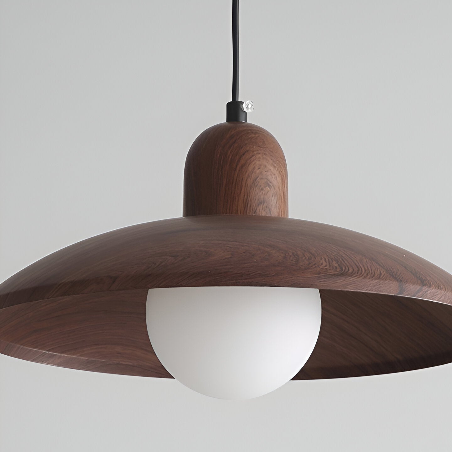 Pendant Light Wood Dome 11.8 in Walnut Dining Room Kitchen Island Hanging Ceiling Lamp Minimalist Japandi Style | Thomler