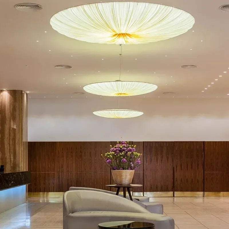 Pleated Pendant Light with Sculptural Fabric Shade – Modern Dining Room Chandelier for Minimalist Interiors | Thomler