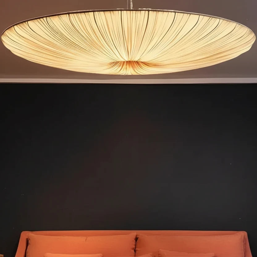 Pleated Pendant Light with Sculptural Fabric Shade – Modern Dining Room Chandelier for Minimalist Interiors | Thomler