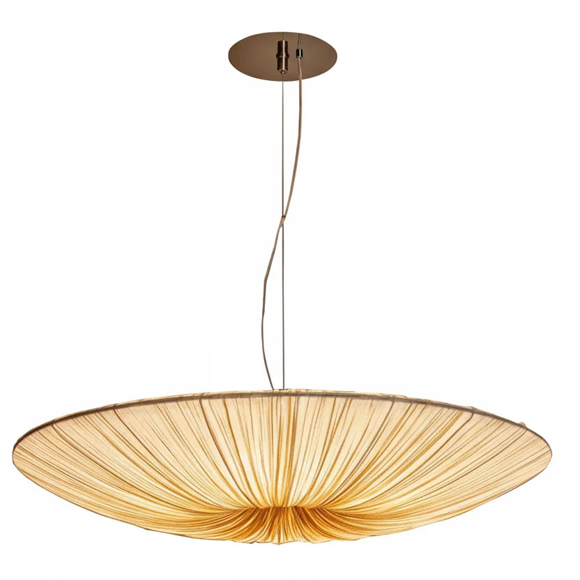 Pleated Pendant Light with Sculptural Fabric Shade – Modern Dining Room Chandelier for Minimalist Interiors | Thomler