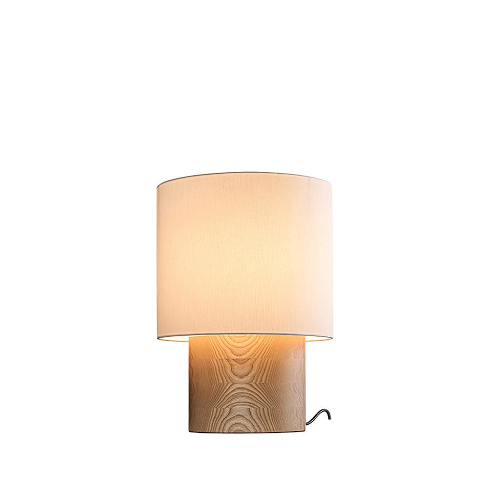 Table Lamp Wood Fabric Shade 11.8 in Bedroom Nightstand Living Room Wabi Sabi Rustic Minimalist Lighting | Thomler