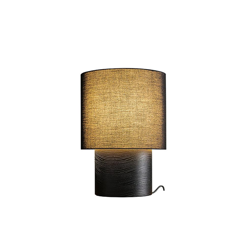 Table Lamp Wood Fabric Shade 11.8 in Bedroom Nightstand Living Room Wabi Sabi Rustic Minimalist Lighting | Thomler