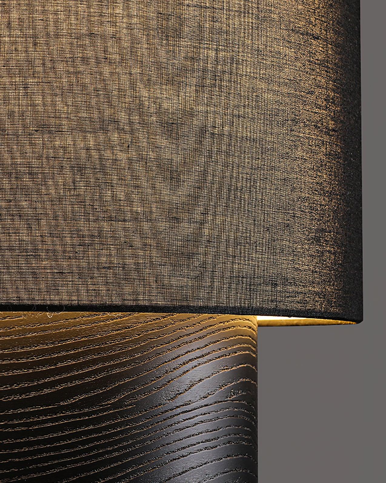 Table Lamp Wood Fabric Shade 11.8 in Bedroom Nightstand Living Room Wabi Sabi Rustic Minimalist Lighting | Thomler