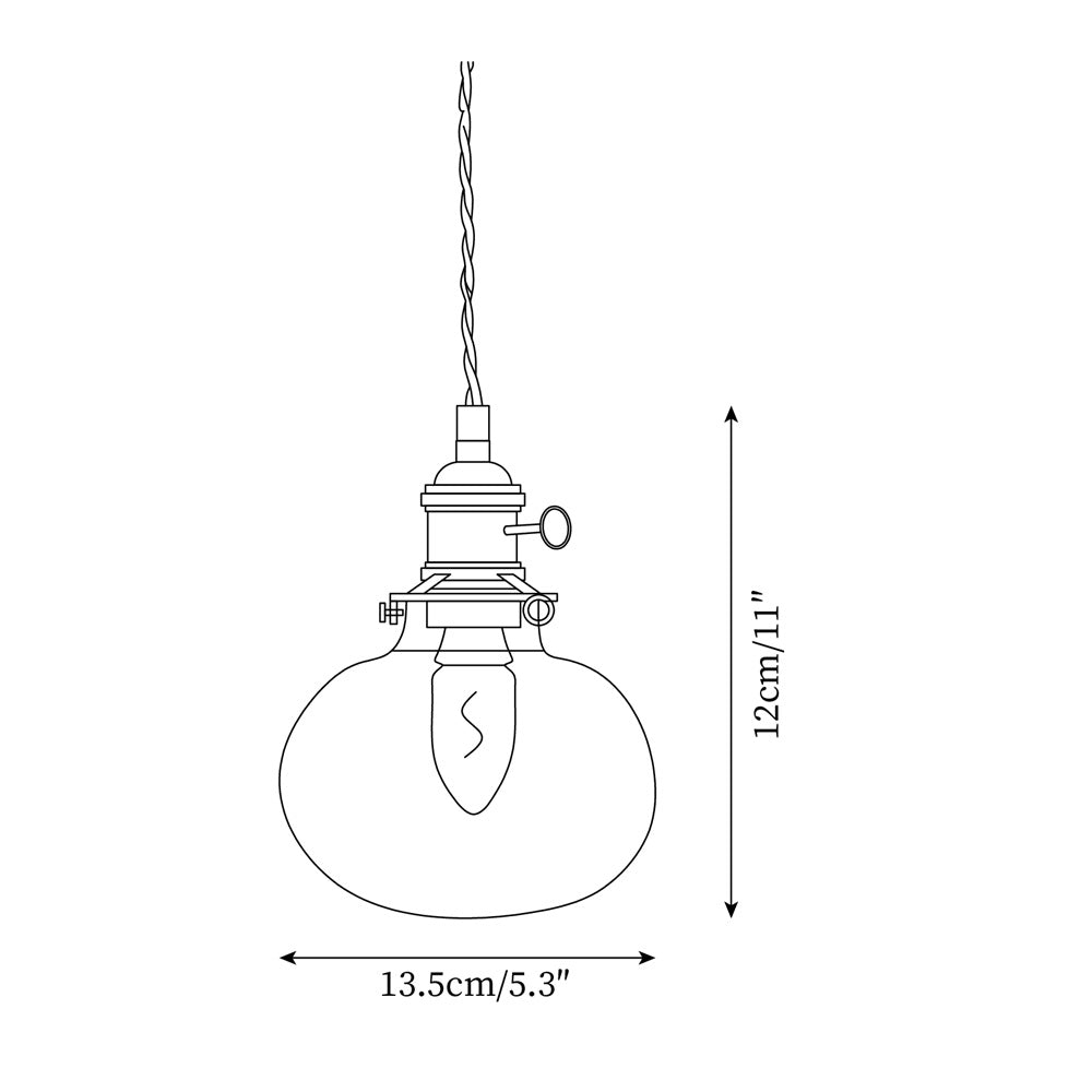 Pendant Light Glass 5.9 in Brass Hardwired Indoor Dining Kitchen Island Ceiling Lamp Clear Globe Vintage Style | Thomler