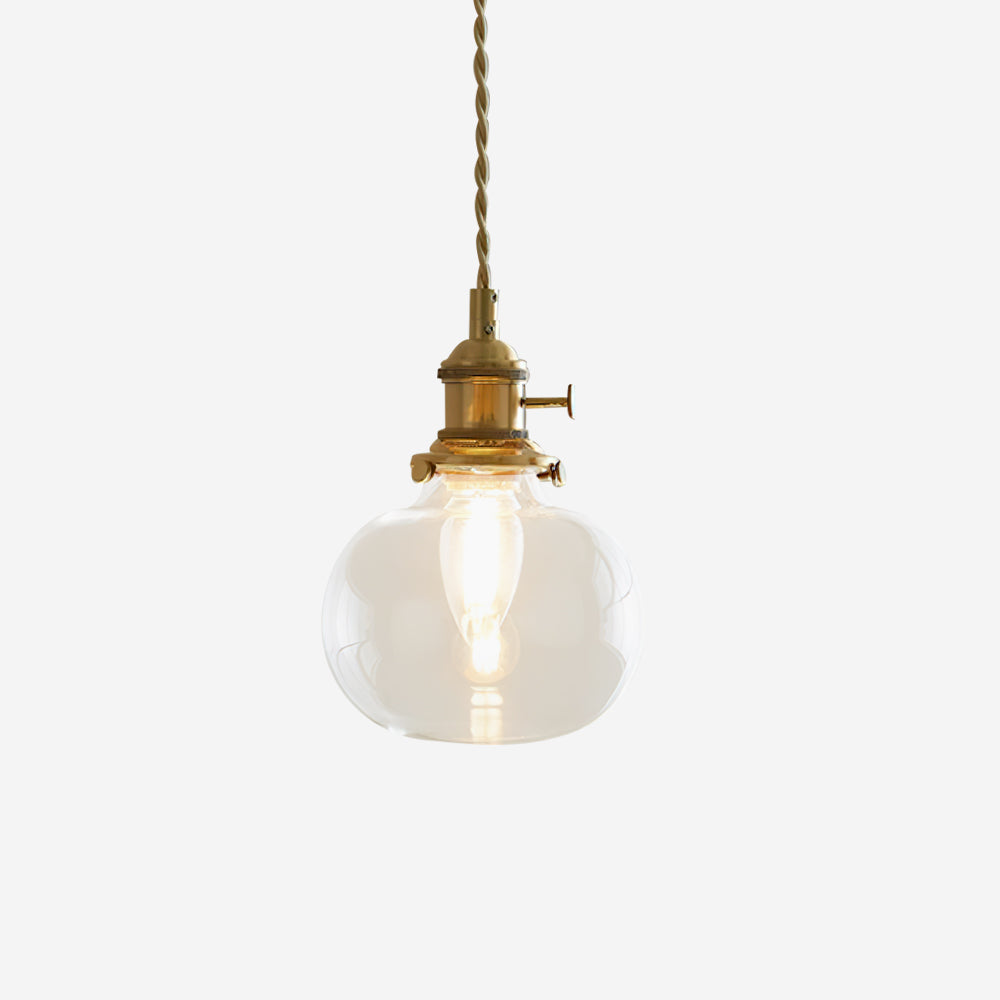 Pendant Light Glass Brass 5.9 In Clear Dining Room Kitchen Island Hanging Ceiling Lamp Adjustable Cord | Thomler