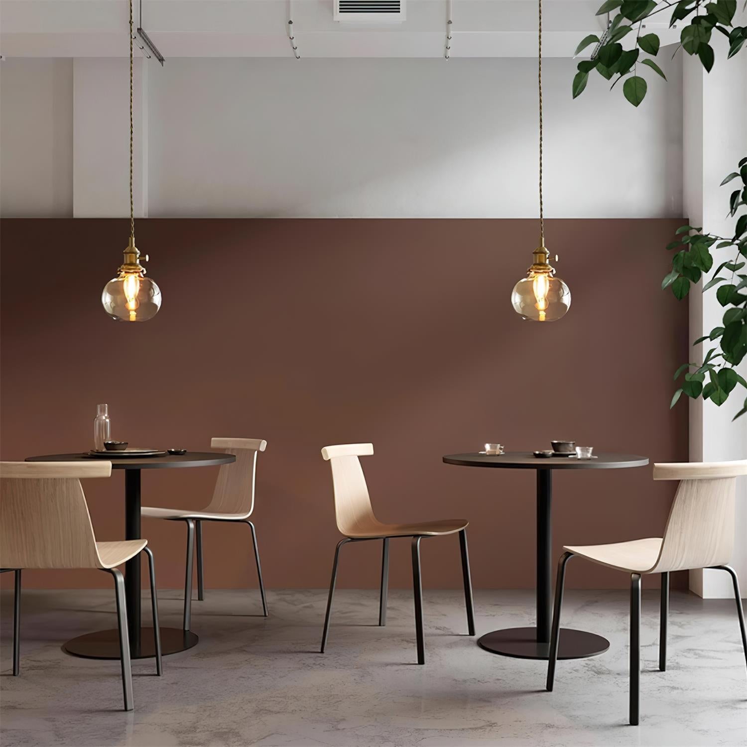 Pendant Light Glass 5.9 in Brass Hardwired Indoor Dining Kitchen Island Ceiling Lamp Clear Globe Vintage Style | Thomler