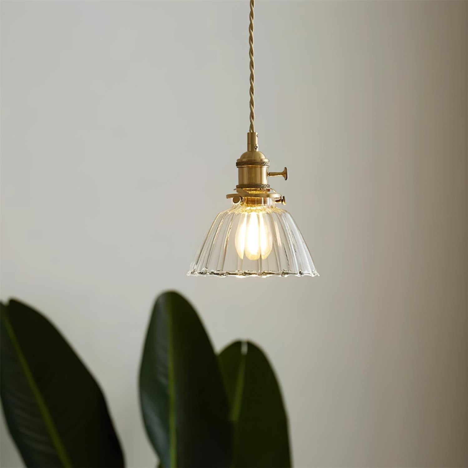 Pendant Light Glass Brass 5.9 In Clear Dining Room Kitchen Island Hanging Ceiling Lamp Adjustable Cord | Thomler