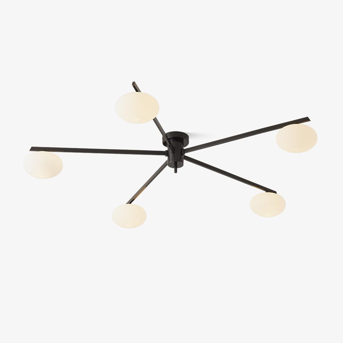 Ceiling Lamp 33.5 in White Glass LED Indoor Modern Minimalist Light Fixture | Black Arms Adjustable Dining Living Room Kitchen Pendant | Thomler