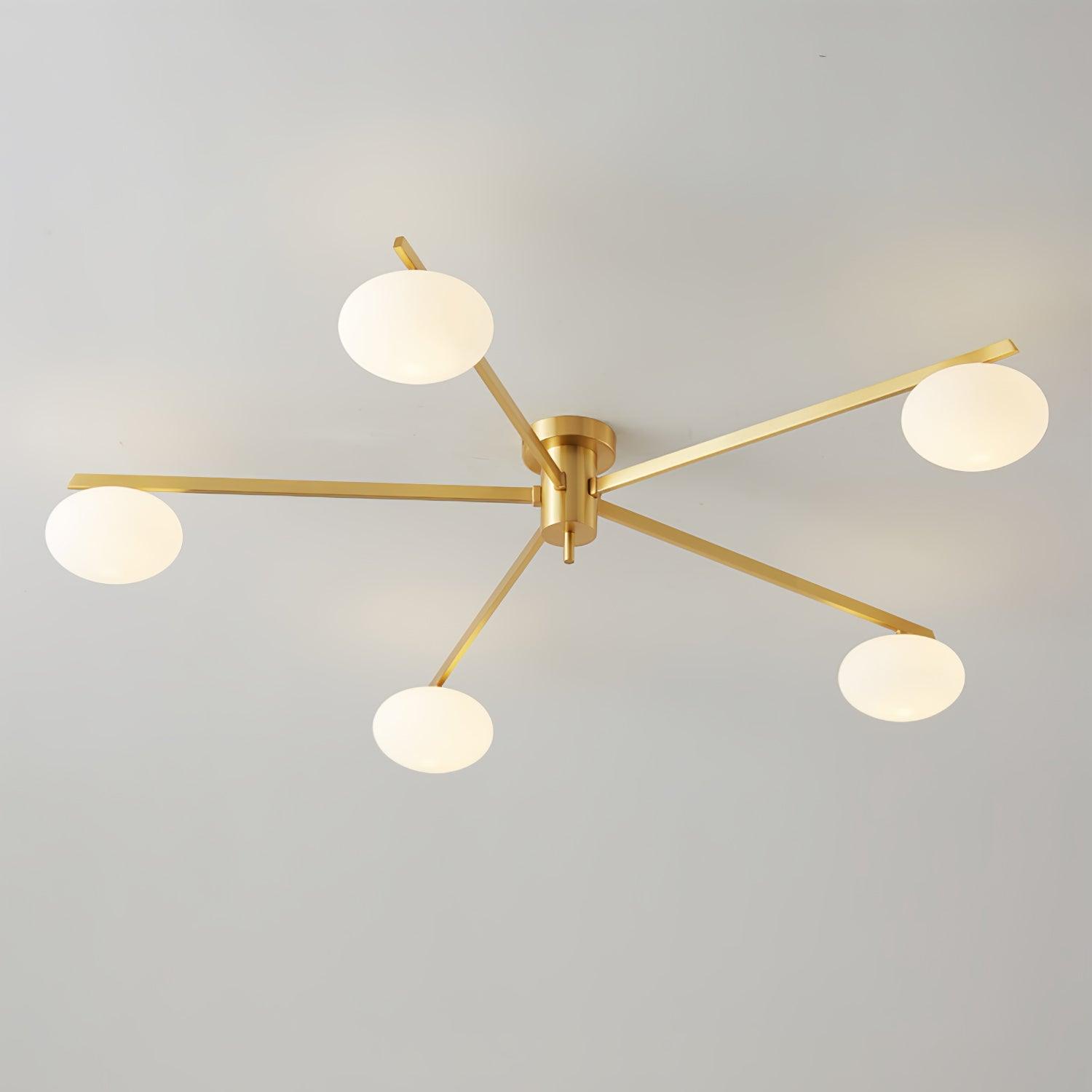 Ceiling Lamp 33.5 in White Glass LED Indoor Modern Minimalist Light Fixture | Black Arms Adjustable Dining Living Room Kitchen Pendant | Thomler