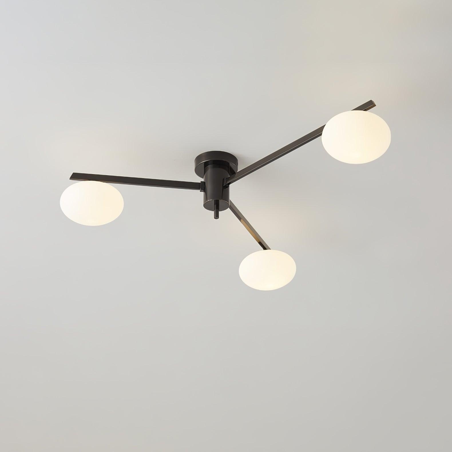 Ceiling Lamp 33.5 in White Glass LED Indoor Modern Minimalist Light Fixture | Black Arms Adjustable Dining Living Room Kitchen Pendant | Thomler