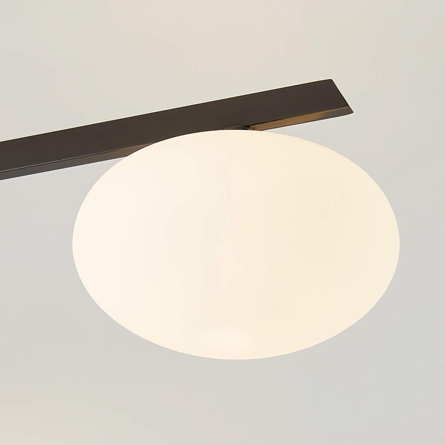 Ceiling Lamp 33.5 in White Glass LED Indoor Modern Minimalist Light Fixture | Black Arms Adjustable Dining Living Room Kitchen Pendant | Thomler