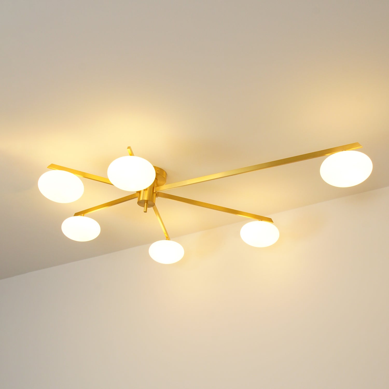 Ceiling Lamp 33.5 in White Glass LED Indoor Modern Minimalist Light Fixture | Black Arms Adjustable Dining Living Room Kitchen Pendant | Thomler