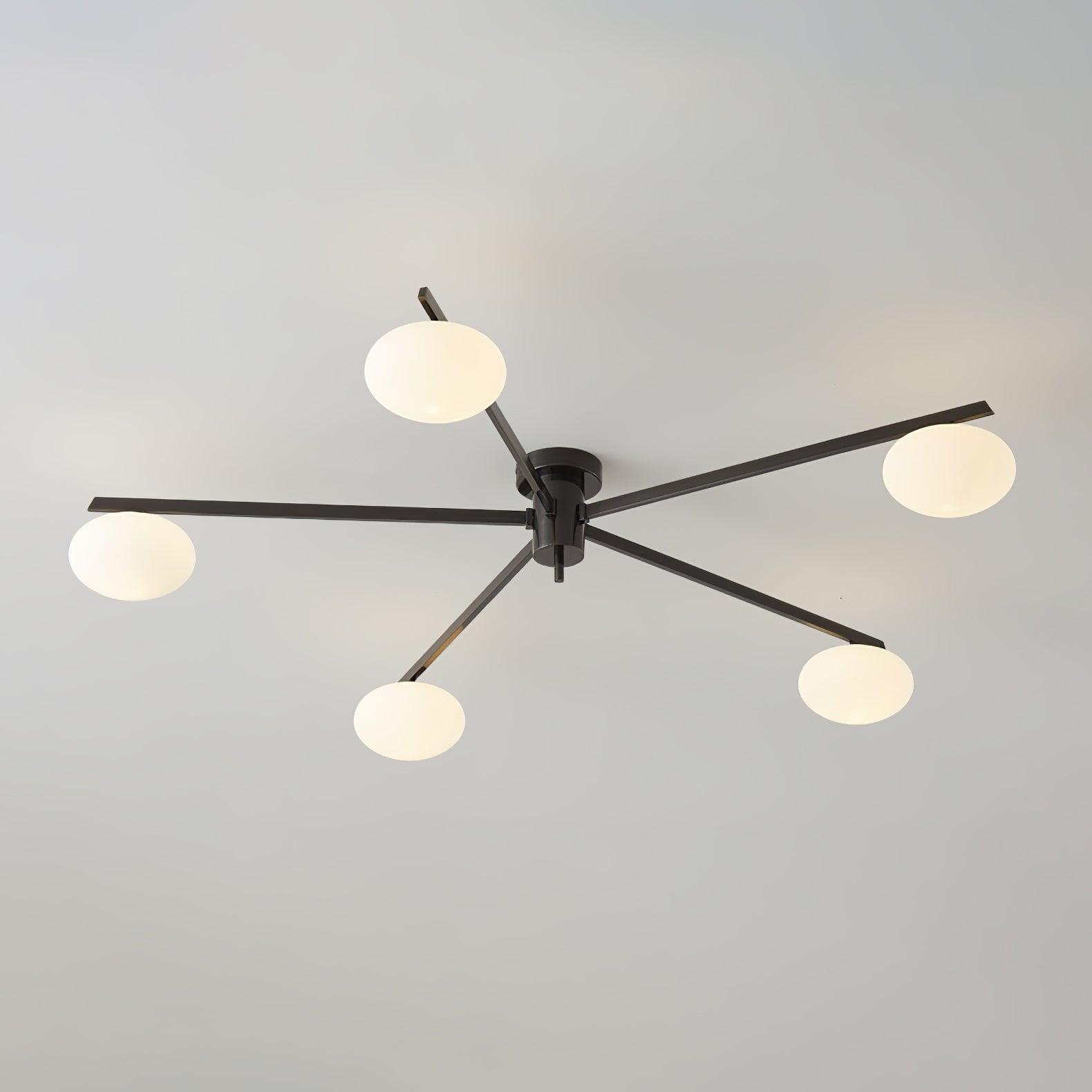 Ceiling Lamp 33.5 in White Glass LED Indoor Modern Minimalist Light Fixture | Black Arms Adjustable Dining Living Room Kitchen Pendant | Thomler