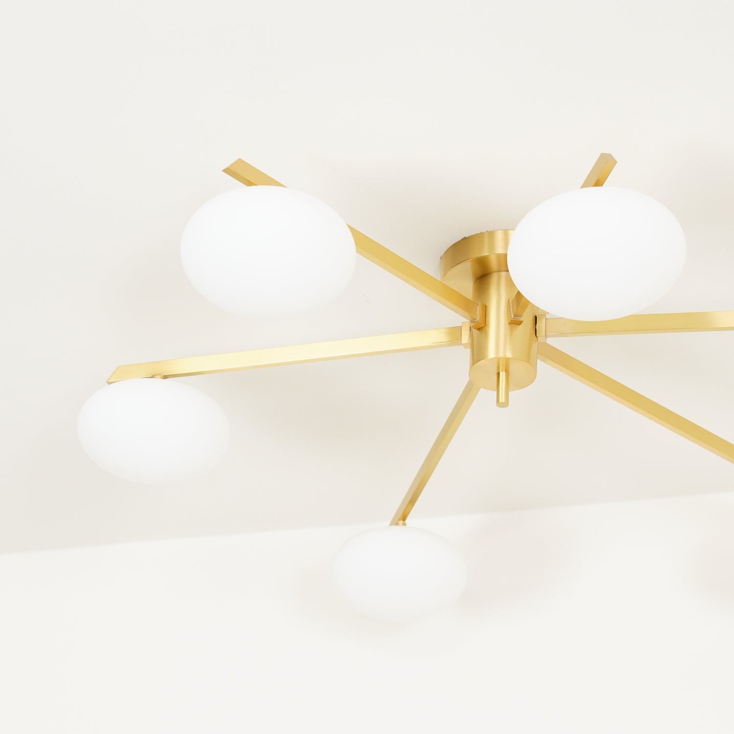 Ceiling Lamp 33.5 in White Glass LED Indoor Modern Minimalist Light Fixture | Black Arms Adjustable Dining Living Room Kitchen Pendant | Thomler