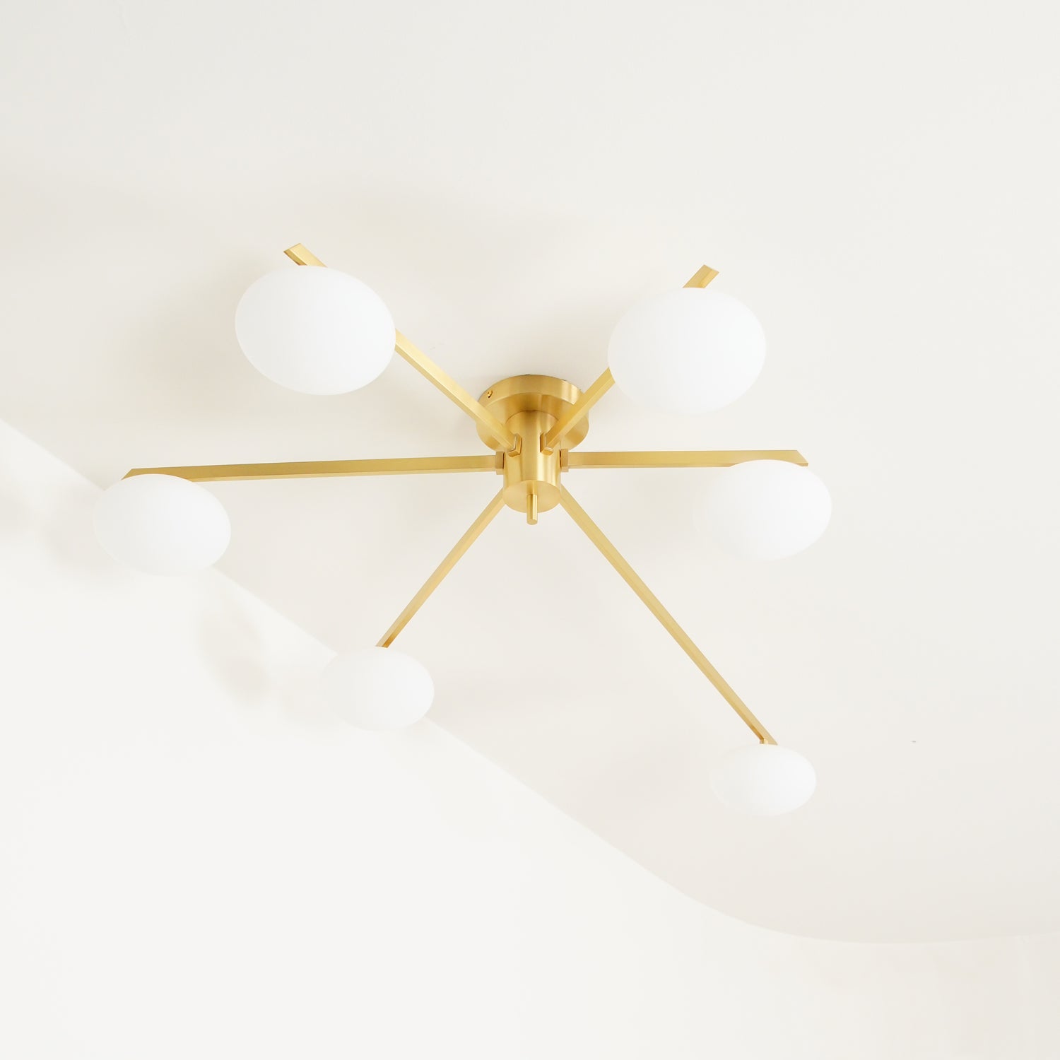 Ceiling Lamp 33.5 in White Glass LED Indoor Modern Minimalist Light Fixture | Black Arms Adjustable Dining Living Room Kitchen Pendant | Thomler
