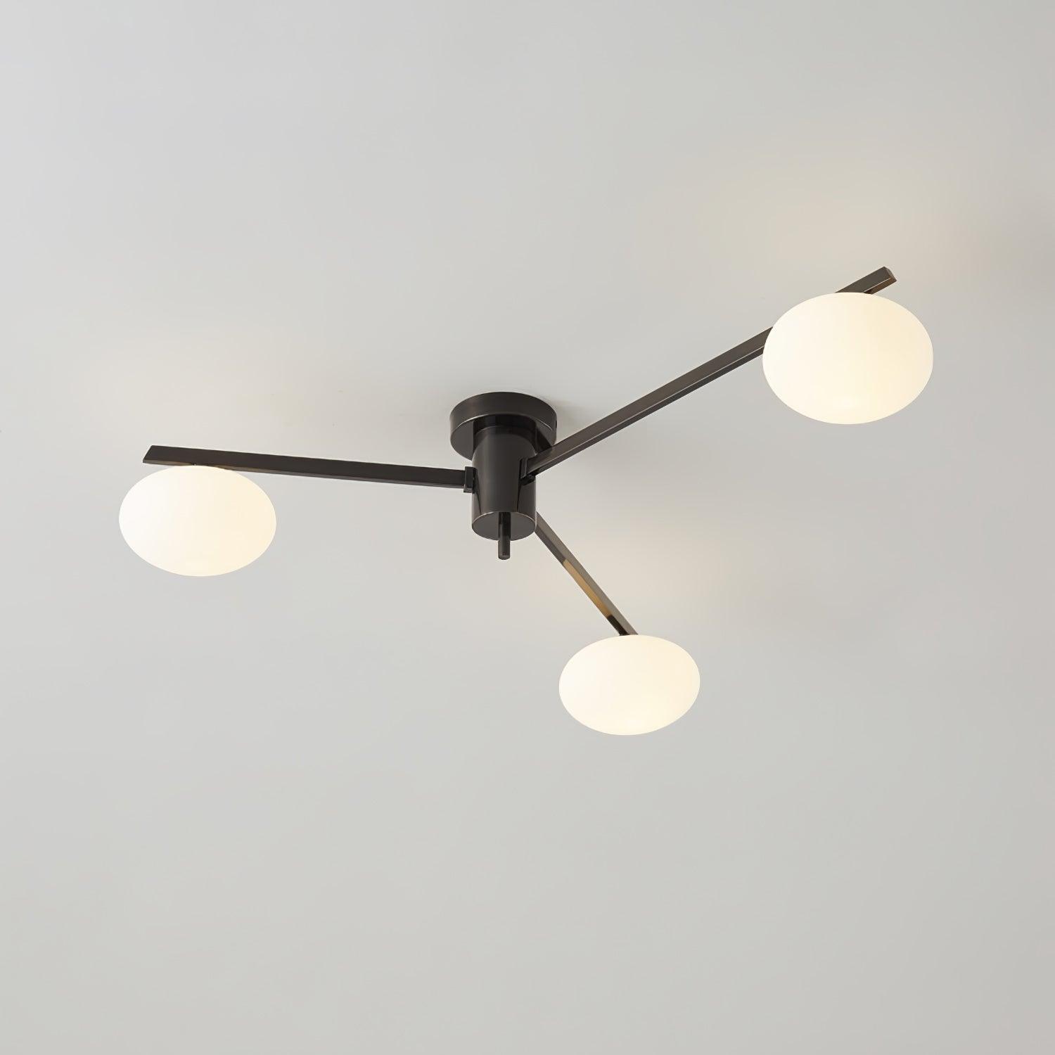 Ceiling Lamp 33.5 in White Glass LED Indoor Modern Minimalist Light Fixture | Black Arms Adjustable Dining Living Room Kitchen Pendant | Thomler