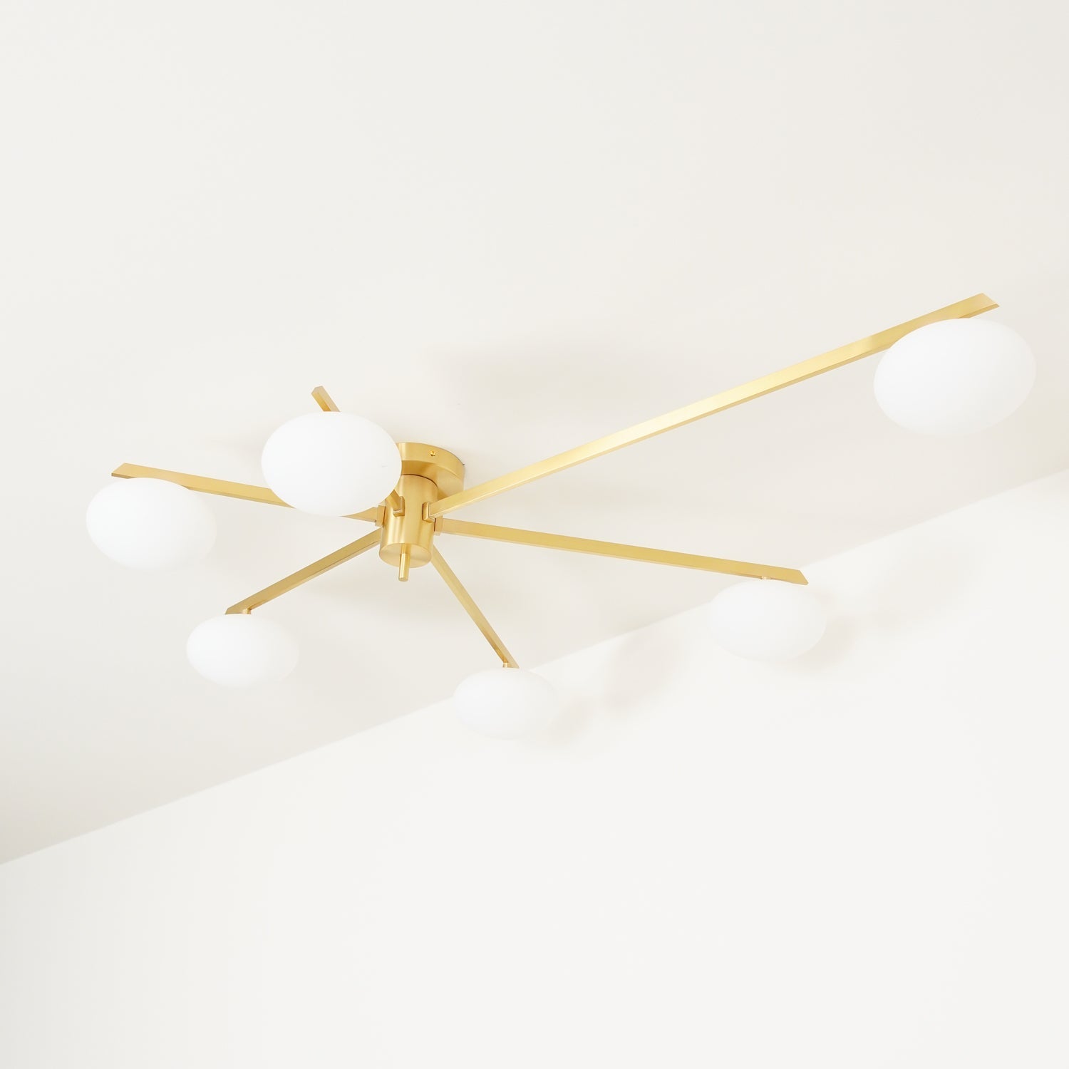 Ceiling Lamp 33.5 in White Glass LED Indoor Modern Minimalist Light Fixture | Black Arms Adjustable Dining Living Room Kitchen Pendant | Thomler