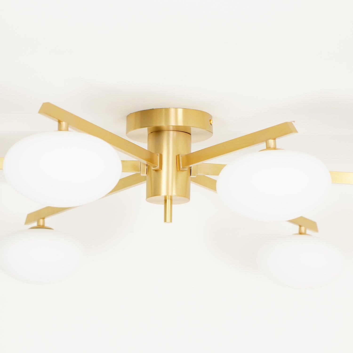 Ceiling Lamp 33.5 in White Glass LED Indoor Modern Minimalist Light Fixture | Black Arms Adjustable Dining Living Room Kitchen Pendant | Thomler