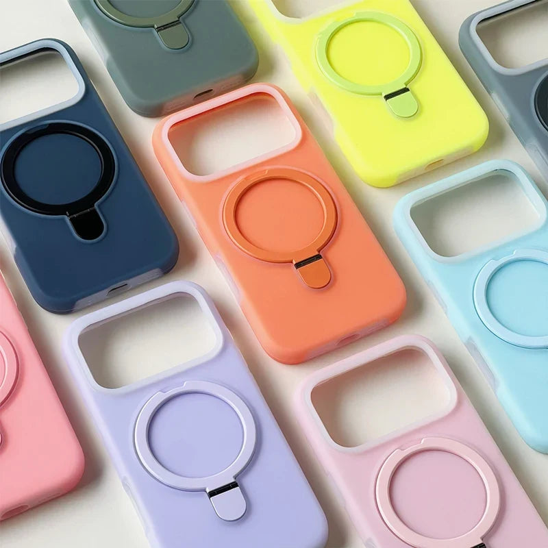 Silicone iPhone Case with Magnetic Ring Stand for 15 16 17 Pro Max | Thomler