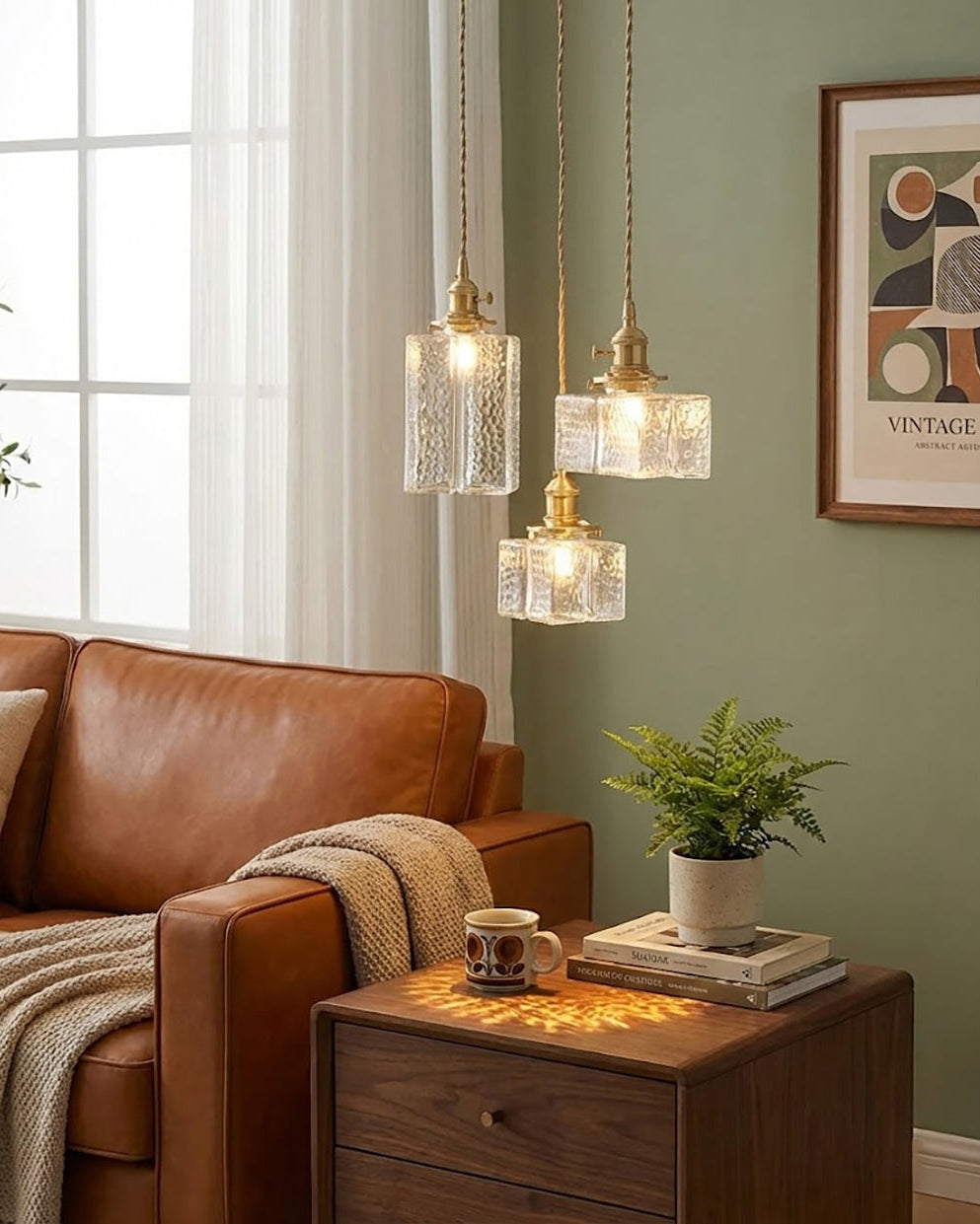 Pendant Light Brass Glass 7.1 in Adjustable Indoor Ceiling Lamp Dining Room Kitchen Island Lighting Fixture Modern Decorative Hanging Light | Thomler