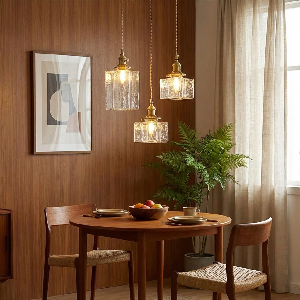 Pendant Light Brass Glass 7.1 in Adjustable Indoor Ceiling Lamp Dining Room Kitchen Island Lighting Fixture Modern Decorative Hanging Light | Thomler
