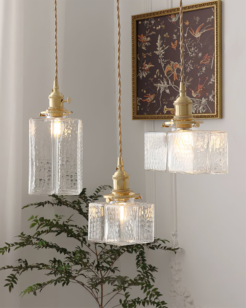Pendant Light Brass Glass 7.1 in Adjustable Indoor Ceiling Lamp Dining Room Kitchen Island Lighting Fixture Modern Decorative Hanging Light | Thomler