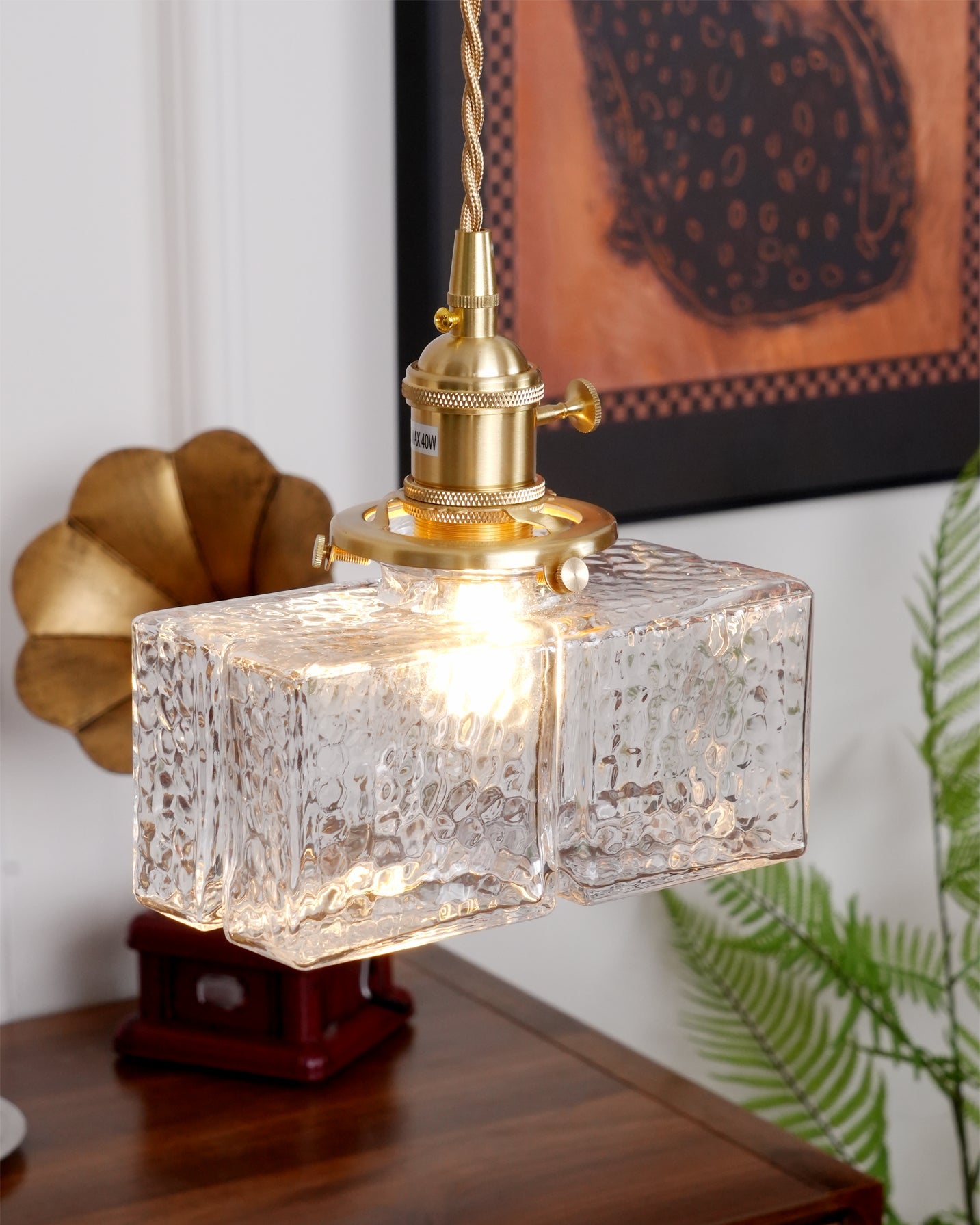 Pendant Light Brass Glass 7.1 in Adjustable Indoor Ceiling Lamp Dining Room Kitchen Island Lighting Fixture Modern Decorative Hanging Light | Thomler