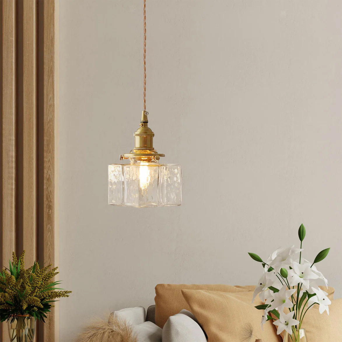 Pendant Light Brass Glass 7.1 in Adjustable Indoor Ceiling Lamp Dining Room Kitchen Island Lighting Fixture Modern Decorative Hanging Light | Thomler