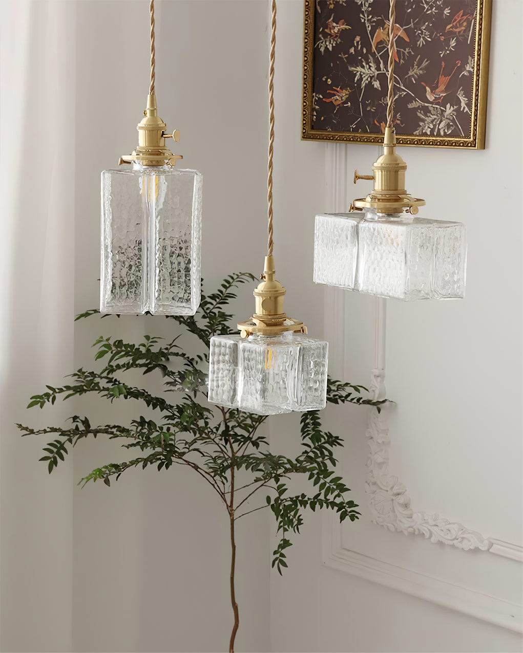 Pendant Light Brass Glass 7.1 in Adjustable Indoor Ceiling Lamp Dining Room Kitchen Island Lighting Fixture Modern Decorative Hanging Light | Thomler