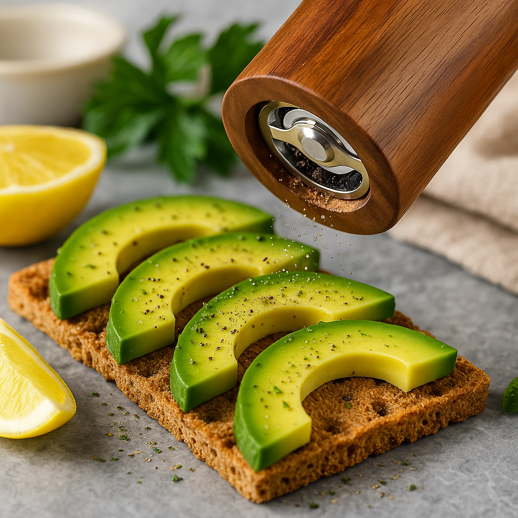 Dual Mill Condiment Grinder Stand with Wooden Finish for Countertop Storage & Fresh Spice Dispensing | Thomler