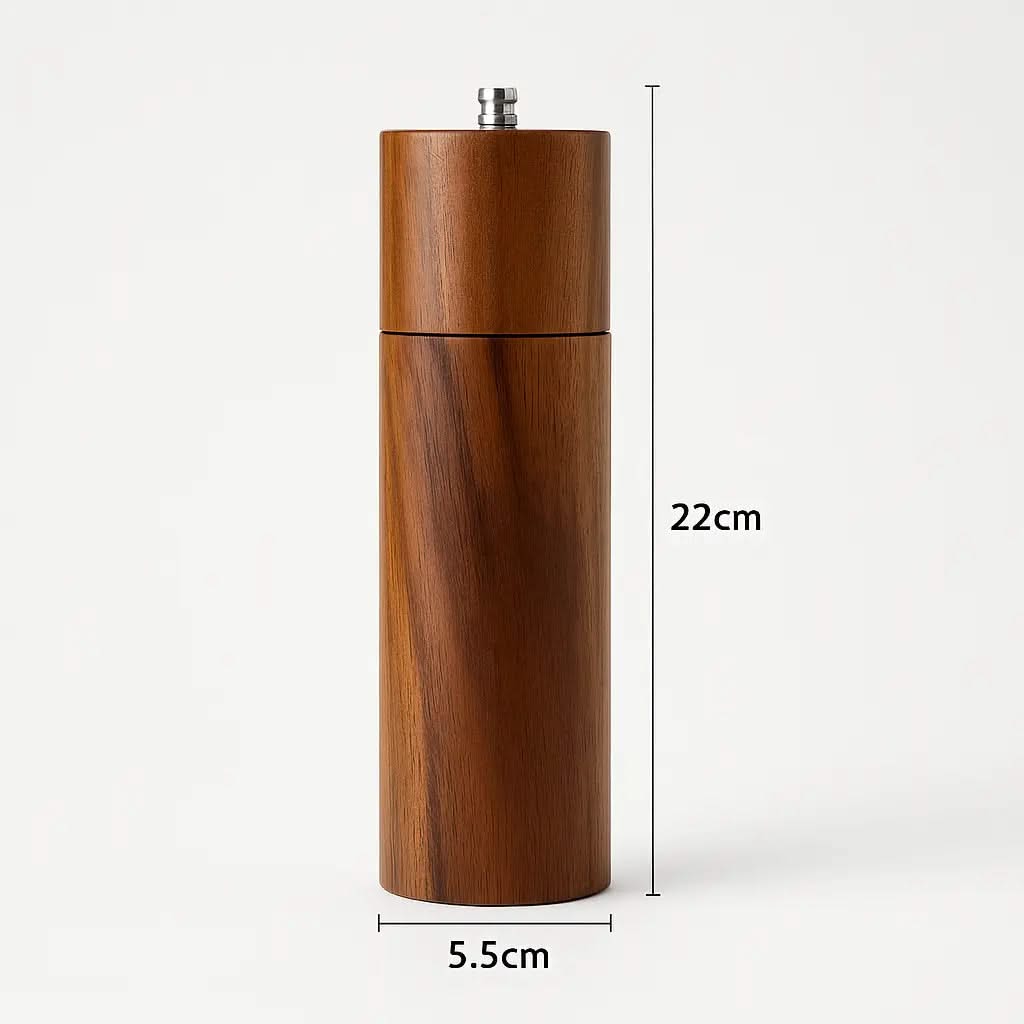 Dual Mill Condiment Grinder Stand with Wooden Finish for Countertop Storage & Fresh Spice Dispensing | Thomler