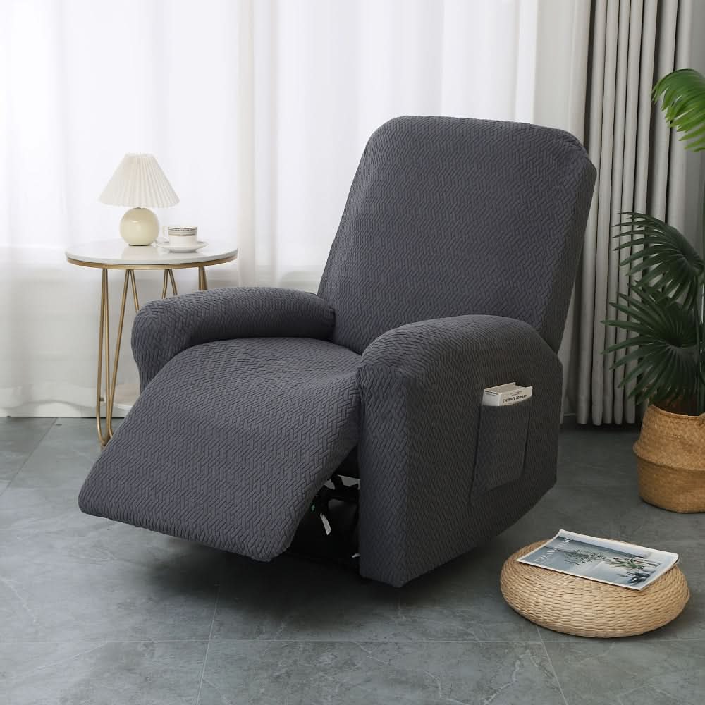 Stretch-Fit Recliner Slipcover with Side Storage Pocket – Furniture Protector for Living Room Lounge Chairs | Thomler