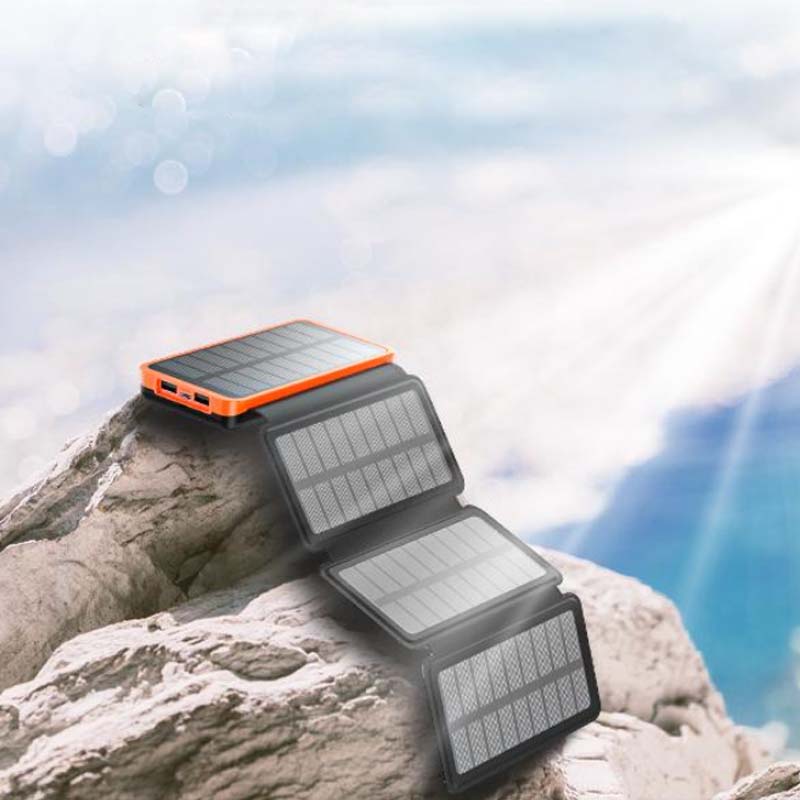 High-Capacity USB-C Solar Battery Bank with Quad Panels – 25,000mAh Portable Charger for Camping, Hiking, Emergency Power | Thomler