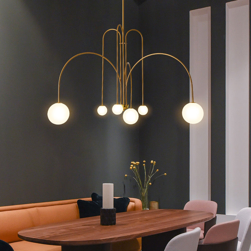 Multi-Pendant Glass Chandelier for Dining Room & Living Room – Adjustable Height Suspension Fixture with LED Bulbs | Thomler