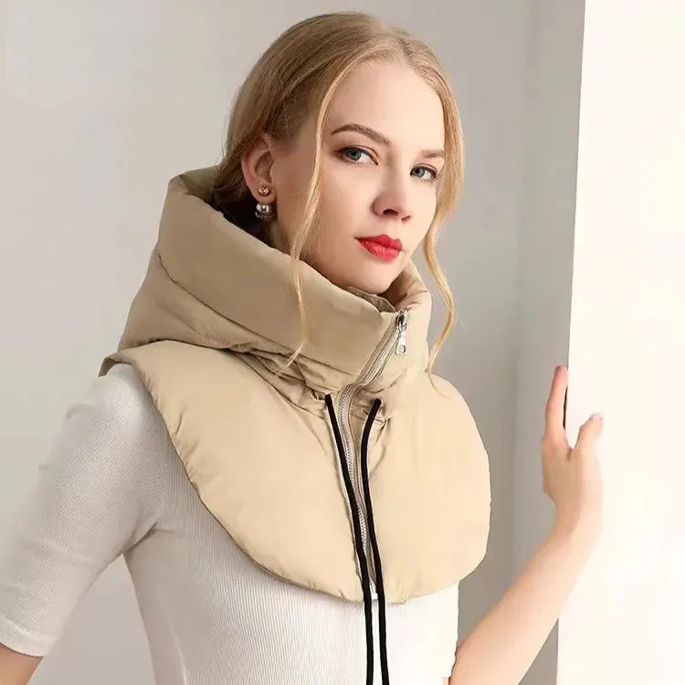 Hooded Infinity Scarf with Zip – Lightweight Down Neck Warmer for Women | Thomler