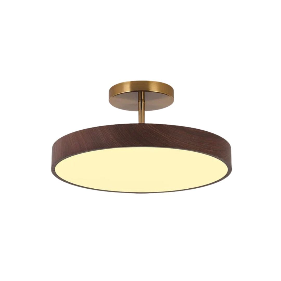 Flush Mount Ceiling Light with Wood Grain Finish & Gold Frame – Modern Scandinavian Design for Living Room, Bedroom & Dining Room | Thomler
