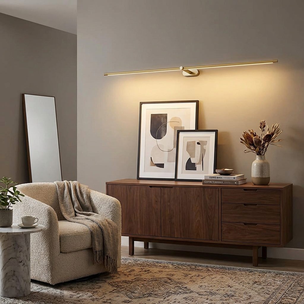 Wall Lamp Metal 27 in 12W Cordless Rechargeable Gold Accent Lighting | Thomler