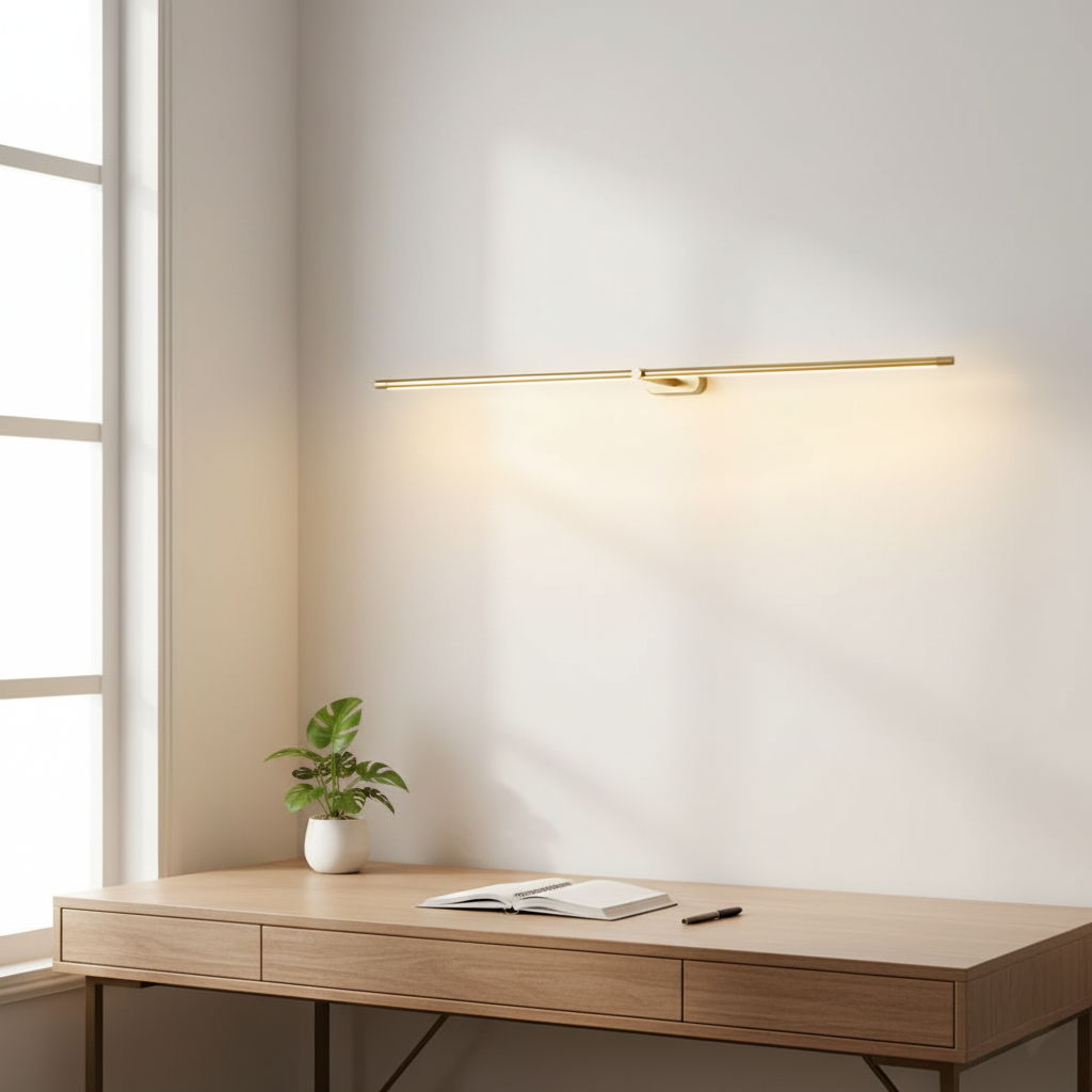 Wall Lamp Metal 27 in 12W Cordless Rechargeable Gold Accent Lighting | Thomler