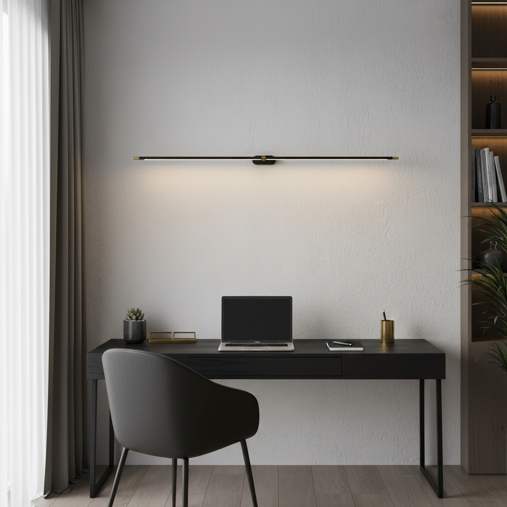 Wall Lamp Metal Linear 27 in 12W Warm Glow Artwork Lighting Minimalist Contemporary Decor | Thomler