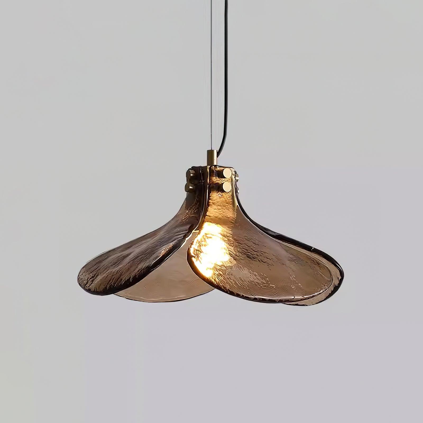 Glass Leaf Ceiling Fixture E27 Bronze Frame Adjustable Drop Cord Ambient Overhead Lighting for Dining Tables Kitchen Counter Modern Home | Thomler