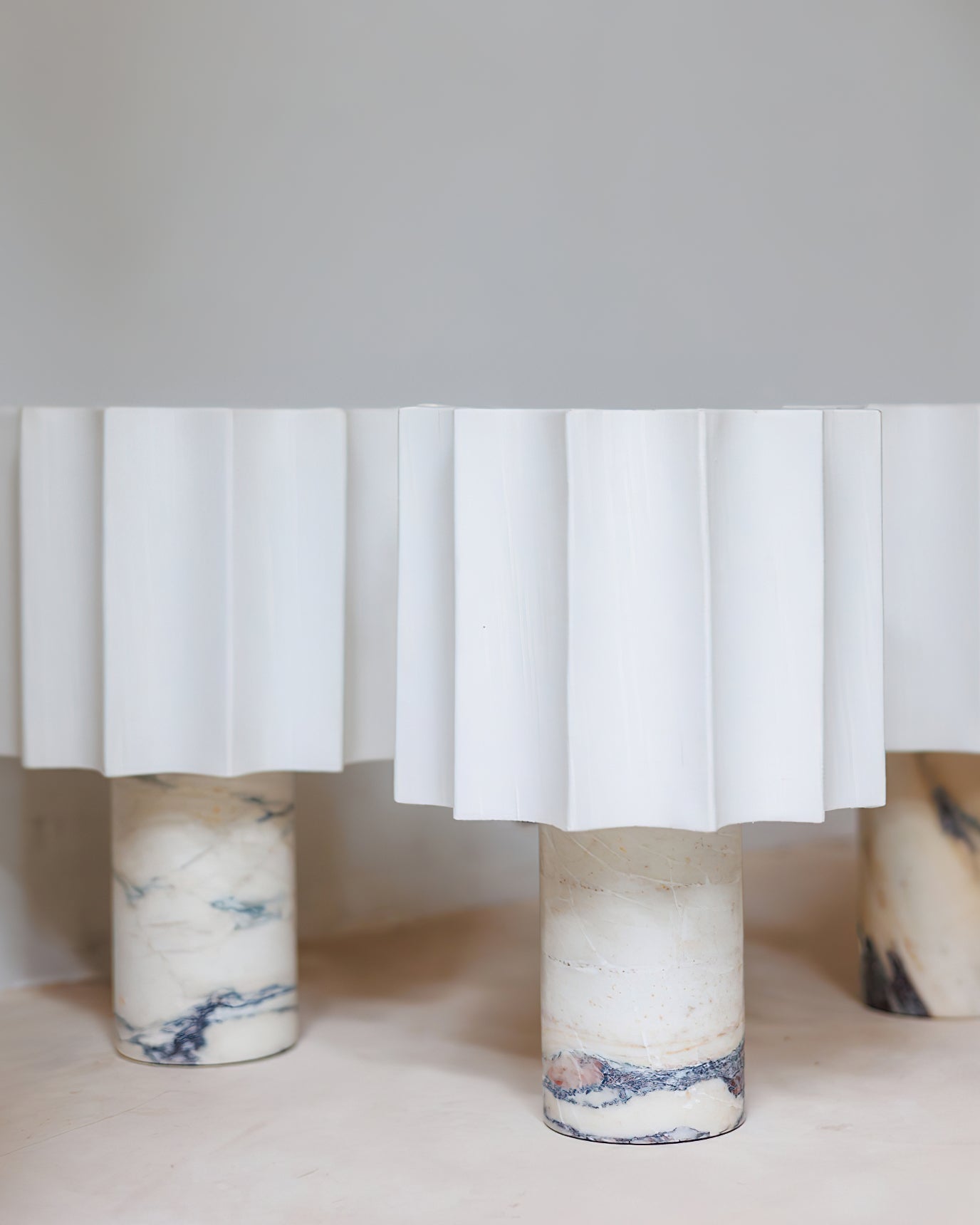 Table Lamp Marble 10.8 in Battery Powered White Beige Living Room Study Bedroom Accent Lighting | Thomler