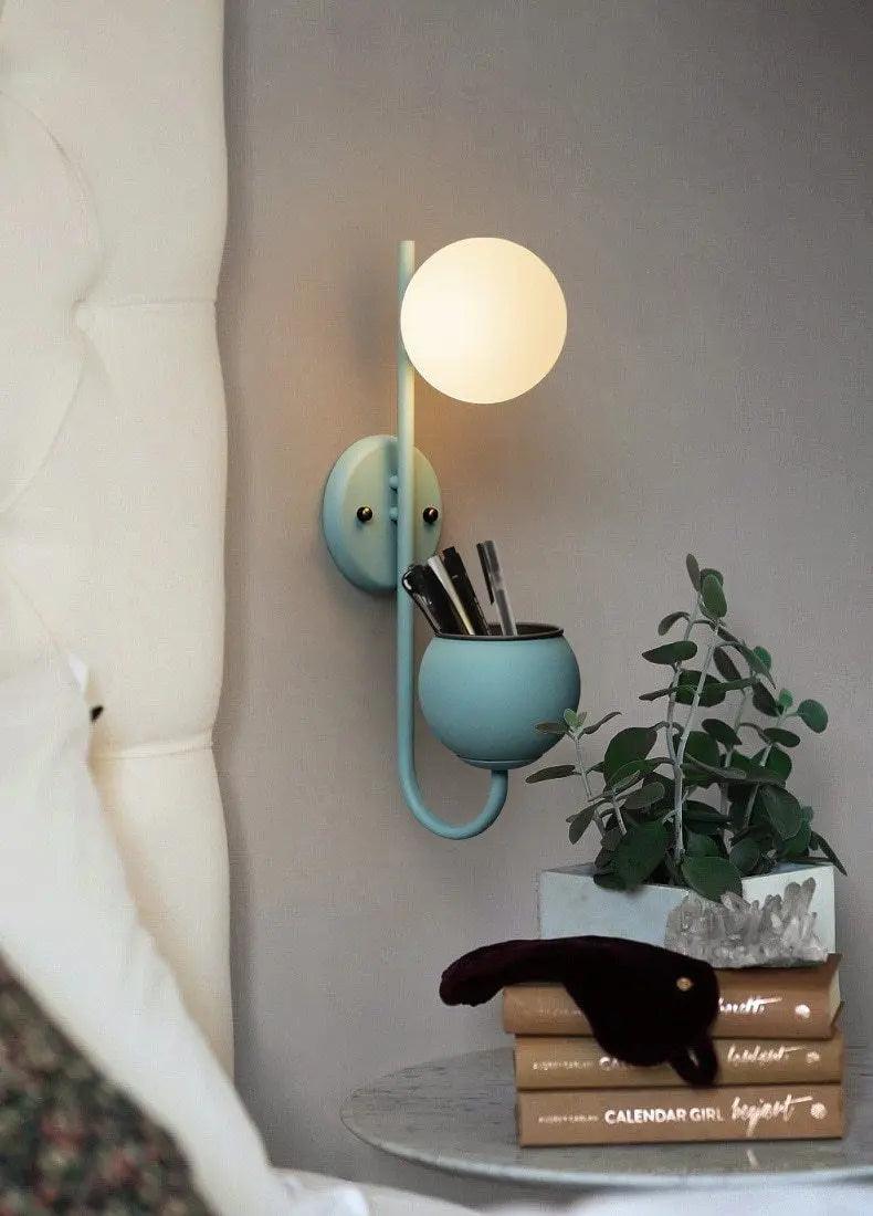 Wall Sconce with Built-In Planter Pot and LED Light for Bedroom, Living Room, or Hallway Decor | Modern Minimalist Design for Indoor Greener | Thomler