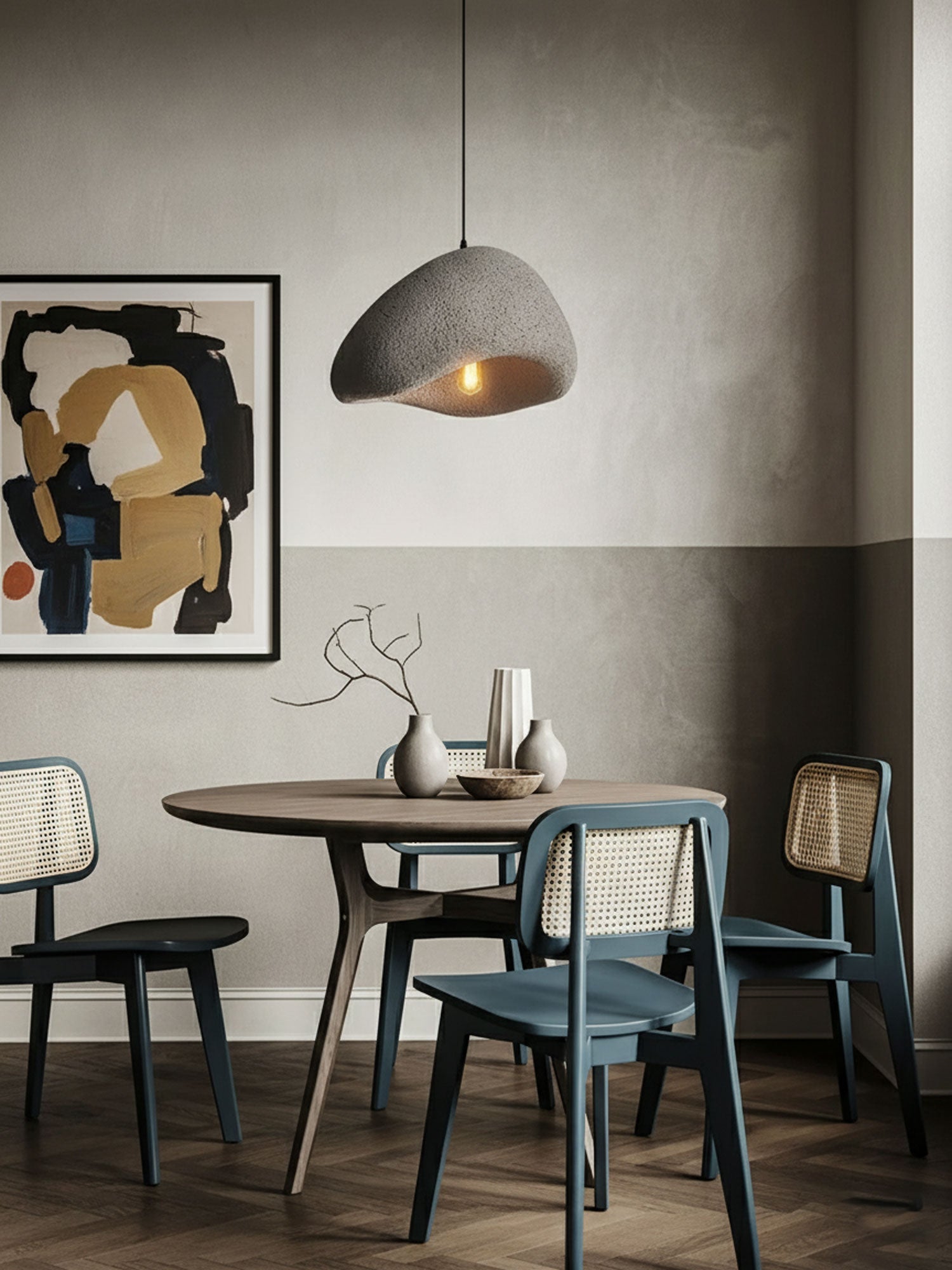 Moon Pendant Light LED 11.8 in Adjustable Grey White Indoor Ceiling Lamp | Thomler