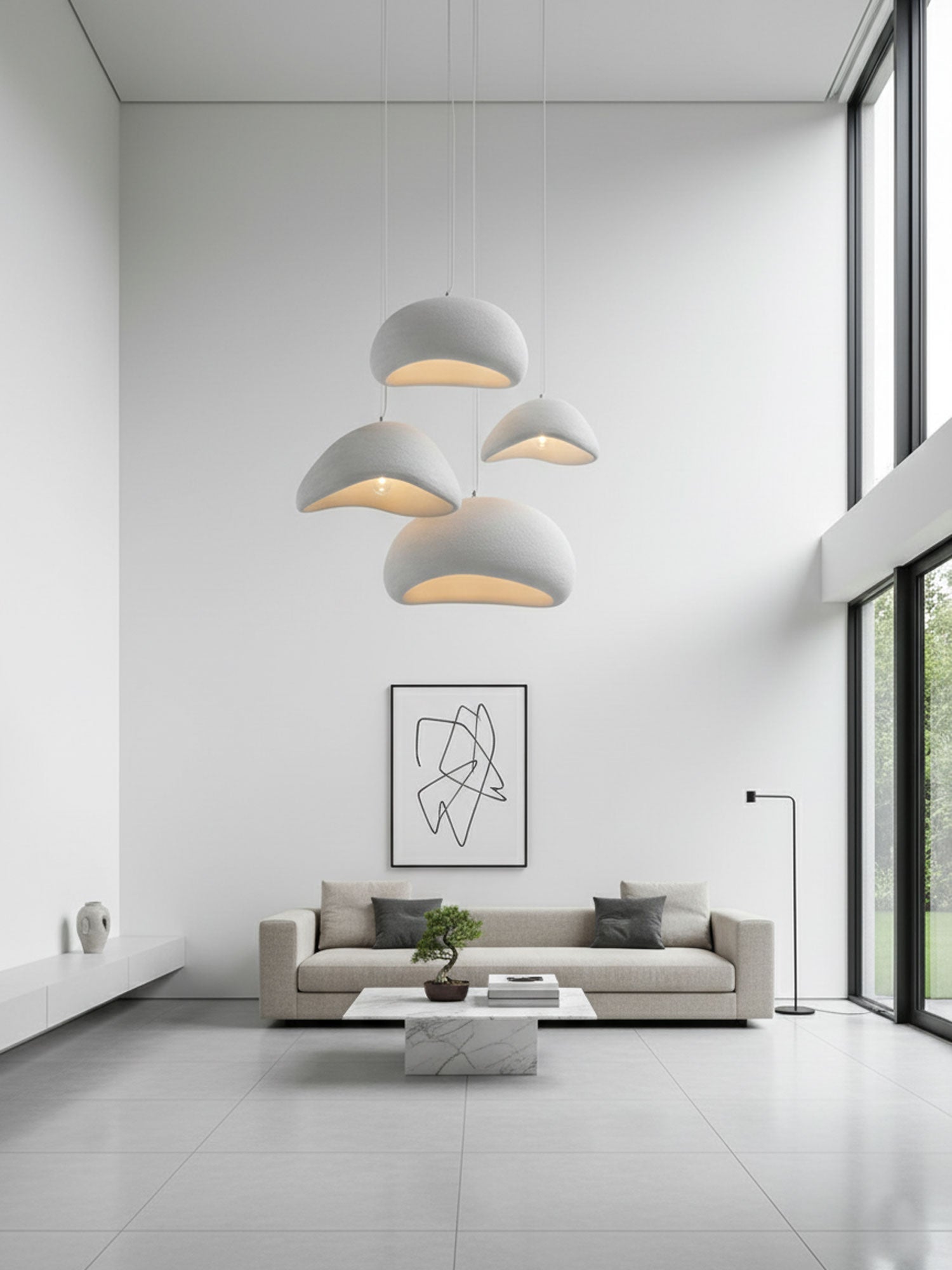 Moon Pendant Light LED 11.8 in Adjustable Grey White Indoor Ceiling Lamp | Thomler